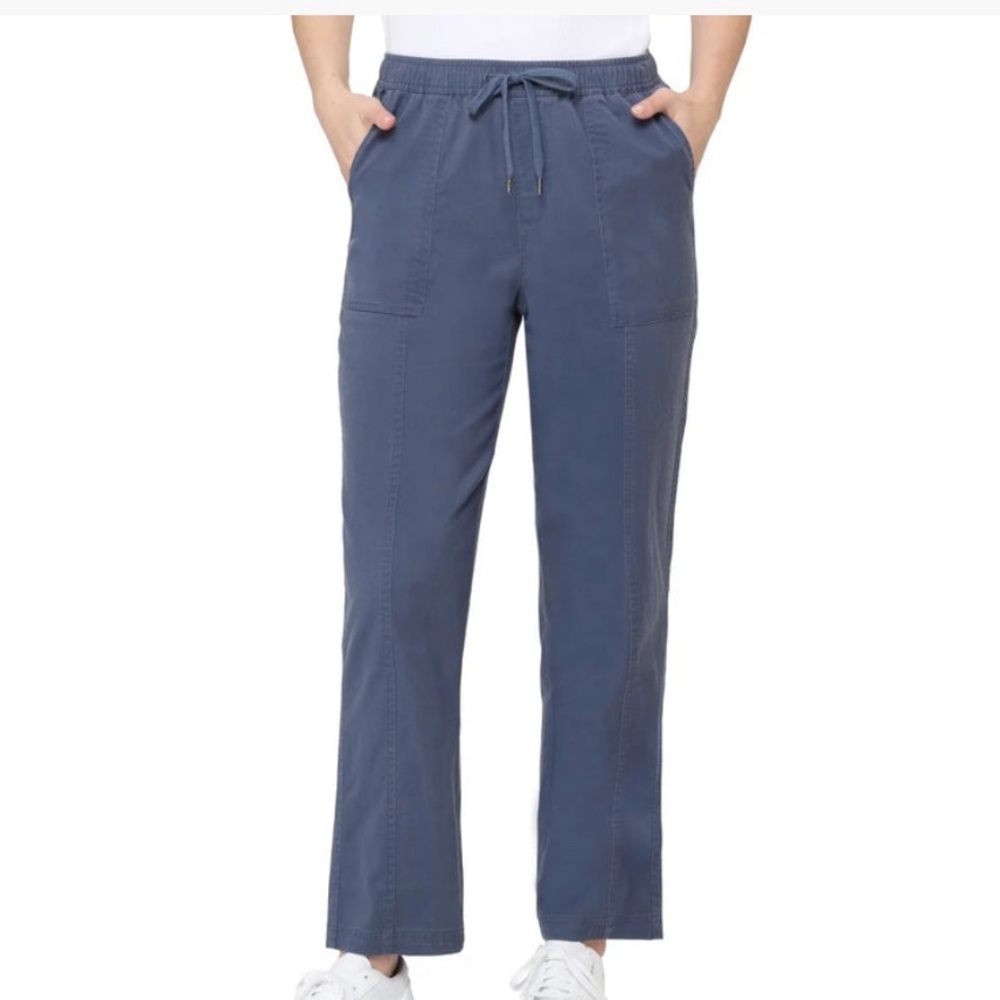 TAHARI Pant Blue Drawstring Elasticized Waist Pockets Lyocell Blend NWT Sz L